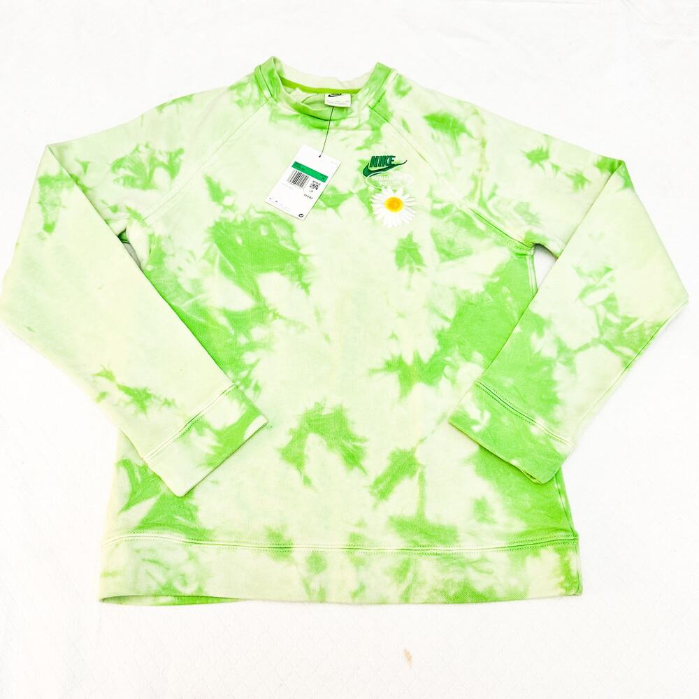 Nike Boys Tie Die Crew Neck Swater Green Beaverton Love Size XL NWT
